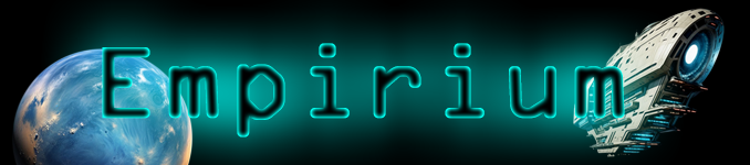 Banni�re, avec le logo du jeu par navigateur Empirium, avec en fond une plan�te et un vaisseau spatial